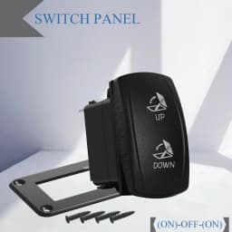 Waterproof 12V/24V 7-Pin DPDT Reverse Polarity Rocker Switch Blue LED Latching/Momentary On-Off-On for DC Linear Actuators Motor
