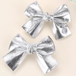 2Pcs Sparkling Bow Hair Clips PU Barrettes For Girl Kids Butterfly Leather Vintage Gold Silver Handmade Headwear Accessories