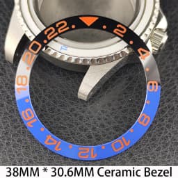 Sloping 38mm * 30.6mm Ceramic/Aluminum Bezel GMT and Diving Watch Insert Fits for 40mm Men's Watch Case Bezel Replacement Insert
