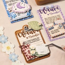 Journal GO 15pcs Vintage Woven Style Stickers, Embossed Hard Card Tags & Labels for Scrapbooking, Journaling, Planners & Crafts