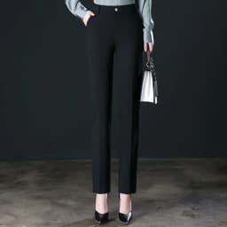 2025 Spring Fall Black Elegant Career Formal Suit Pants Women, Khaki Straight High Waist Loose Women's Work Trousers/cargo Pants