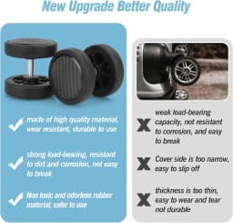 GUGULUZA 4/8pcs Black Trolley Box Wheels Suitcase Wheel Replacement Single Side Wheel 50mm Luggage Wheel Replacement with Screw