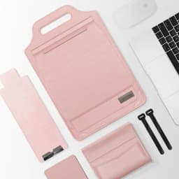 Laptop Holder Case for MacBook Pro Air 16 15.4 13.3 12 11 Bag PU Leather Sleeve Detachable Notebook Cover with Phone Holder