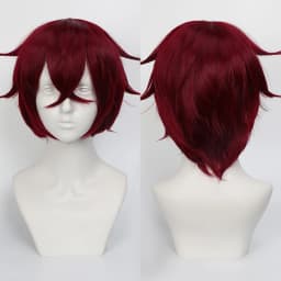 35cm Short Black Spiky Cosplay Wig Pre-Teased Crown Heat Resistant Synthetic Wig Layered Flipped-out Universal Anime Wig