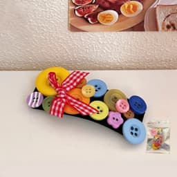 Dopamine Coloured Button Headband Face Washing Y2k Childishness Hairband Headwear Korean Style Bow Hair Hoop