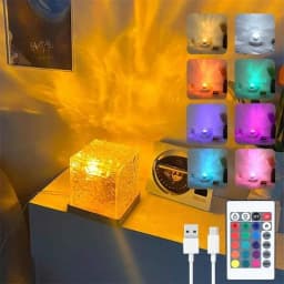 1PC Ocean Wave Projector Light Ocean Lava Lamp Luminorthe Cube Northern Lights Cube 16 Colors,Dynamic Ripple Effect,Living Room