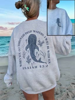 Interesting Ocean Whale Deep Water Print Womens Sweatshirt O-Neck Casual Pullover Soft Autumn Streetwear Loose Y2K Clothes