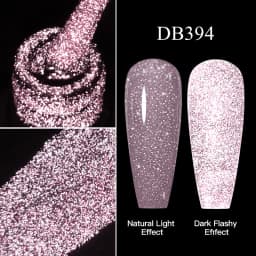 Mtssii Reflective Glitter Gel Pink Sparkling Sequins Gel Nail Polish Soak Off UV Nail Gel Semi-permanent Nail Art Decoration