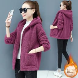 Short Suede Jacket Double Zipper Loose American Retro Jacket for High School Students Pink Autumn Winter Girls Outerwear