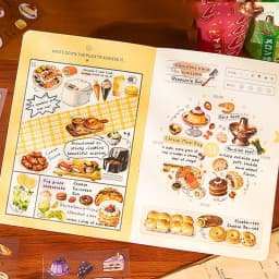 Mr. Paper 20pcs Bite of Light Sticker Book - Square PET Journal Supplies, Food Theme Collage Decor, Creative Stationery Material