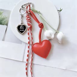 Trendy Leather Heart Bow Keychain Delicate Beaded Keyring Car Key Holder Bag Pendant Decoration For Girls Gift