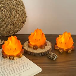 Mini Cute Cartoon Campfire Silicone Night Light, Creativity LED Flame Simulation Log Lamp, Soft Glow Bedroom Ambience Decor Toys