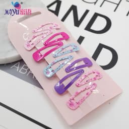 Girls Hair Clips 10 Set Mini Press Clips Colorful Baked Lacquer Baby Safe Snaps Cute Cartoon Prints Pink Hair Barrettes