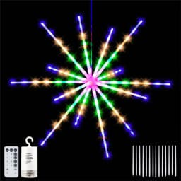Christmas Garland LED Fairy String Lights Remote 8 Modes Hanging Exploding Star Firework Lights for Garden Party Wedding Decor
