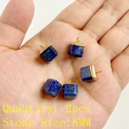 2PCS Natural Blue Lapis Lazuli Stone Gem Pendant Connector Charm For DIY Woman Men Jewelry Making Accessory Wholesale