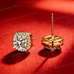 Classic 4 Prong Moissanite Stud Earrings 925 Silver Plated Lab Diamond Zircon Stud Earrings Wedding Jewelry Birthday Gift