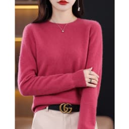2026 New Cashmere Basic Top Long Sleeve Women O-Neck Knitted Sweater 100% Pure Merino Wool Pullover Clothing Knitwear Traf