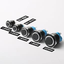 12/16/19/22mm High Head Metal Black With LED Light Waterproof Button Momentary Latching Switches With Power Mark 12V 24V 220V