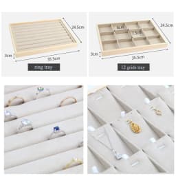 Unique-Beige Velvet Necklace Ring Earring Holder Newly Wooden Jewelry Tray Series Jewelry Disply Jewellery Organizer Box