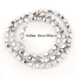 Natural Silver Color Hematite Stone Cylinder Irregular Loose Round Beads For DIY Jewelry Making Bracelet Earring Accessories