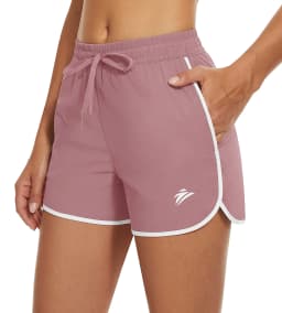 TACVASEN Womens Athletic Running Shorts with 2 Side Pockets Quick Dry Stretchy Workout Gym Shorts Elastic Waistband Activewear