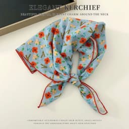 Elegant Cashew Small Square Scarf Cherry Flower Cotton Linen Print Scarves Korean Headband Printed Silk Scarf Outdoor