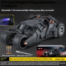 1:18 Cool Batmobile alloy model toys, exquisite desktop ornaments, cool sound and light spray, Christmas gifts