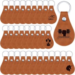 20pcs/set Leather Key Fob Kit DIY Craft PU Blank with Rivets&Key Ring for Laser Engraving Keychain