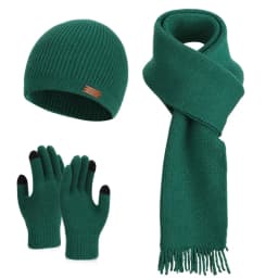3 Pcs Sets Winter Women Plush Knitted Cold Hat Warm Woolen Head Cap Scarf Gloves Hats Outdoor Ear Windproof Beanies Cap