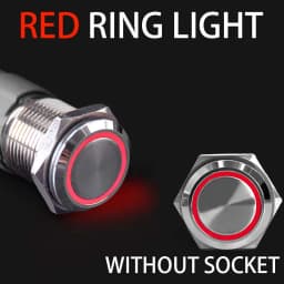 16 19 22mm With Wire Waterproof Metal Push Button Switch LED Ring/Power Light Momentary Latching 5/12/24/220V Silver1NO1NC
