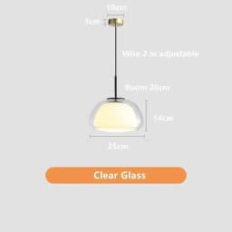 Creative Jelly Pendant Light Nordic Design Restaurant Kitchen Light Transparent and Milk White Double Layer Glass Chandelier