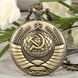 Fashion Silver & Golden Soviet Sickle Hammer Style Quartz Pocket Watch Men Women Pendant Gift Drop Shipping