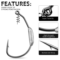 PROBEROS 3/5PCS Weighted Swimbait Hooks with Spring Lock High Carbon Steel Wide Gap Jig Hooks Pike Bass Texas Rig Fishing Tackle