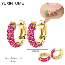 925 Silver Ear Needle Rose Red Hoop Earrings For Women Exquisite Water Drop/Flower/Heart Crystal Piercing Huggie Earring Jewelry
