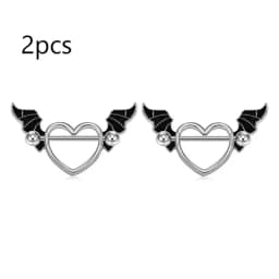 1 Pair Stainless Steel Punk Nipple Piercing for Women 14G Black Rose Flower Heart Nippie Ring Sexy Body Piercing Jewelry