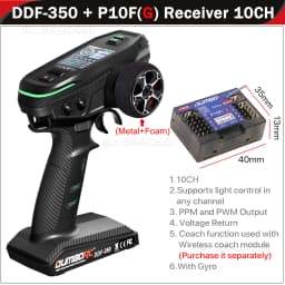 DUMBORC DDF-350 10CH RC Remote Controller 2.4G Digital Radio Transmitter Gyro Receiver for Drift Car Tank Boat Robot Toy Wltoy
