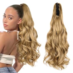Synthetic Claw Ponytail Extensions 22inch Long Wavy Claw Clip Pony Tail Hairpieces for Women Girls Dairy Party Holiday
