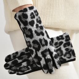 Leopard Print Fashion Personality Women‘s Winter Keep Warm Gloves Touch Screen Thickened Windproof Suede Not Bloated