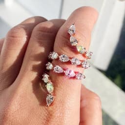 Huitan Aesthetic Flower Adjustable Finger Ring Female Brilliant Zirconia Jewelry for Engagement Ceremony Delicate Accessories