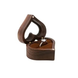 Classical Heart Shape Wedding Ceremony Ring Box Walnut Wood Jewelry Boxes Proposed Wedding Jewellery Storage Organizer Ring Box