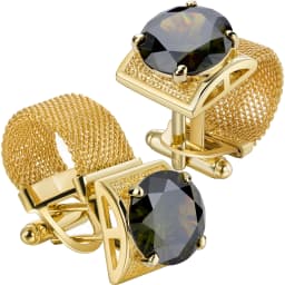 Men Birthstone Cufflinks Gold Mesh Chain Oval Crystal Zircon Cuff Links for French Shirt Birthday Gift for Men HAWSON