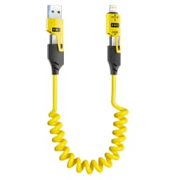 65W Quick Charger Spring USB Cable 4 in 1 Spring Data Cable 6A USB Type C Spring Telescopic Wire for iPhone iPad MacBook Huawei