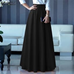 2026 ZANZEA Women Elegant Party Maxi Skirts Spring High Waist Faldas Saia Stylish Long Jupe Solid A-line Pleated Skirt Oversize