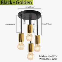 1pc Black Modern Simple Four-head E27 Bulb Base Ceiling Lamp Suitable for Entrance Bedroom Kitchen Corridor Chandelier