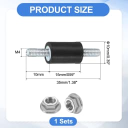 1Set M4 M5 M6 M8 M10 Rubber Mounts Cylindrical Anti Vibration Isolator Studs Shock Absorber Double Studs with Nuts for Generator