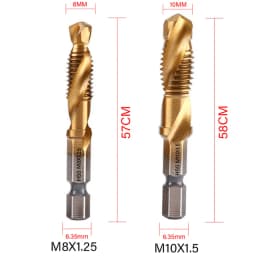 M3 M4 M5 M6 M8 M10 Tap Drill Bits 1/4 Hex Shank Machine Hand Taps Titanium Coated HSS Drilling Tap Bits Thread Screw Tools