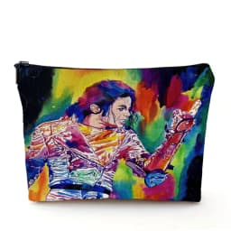 Super Star Michael Jackson Cosmetic Bag Double Print Makeup Bags Women Wedding Handbag Lady Travel Organizer Child Wallet