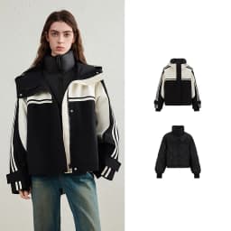 TOYOUTH Women's Short Down Jacket 2026 Winter New College Sporty Windproof Warm Liner Two Piece Set