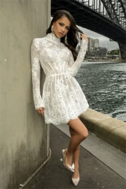 Vintage High Neck Full Sleeves Lace Short/Mini We'dding Dresses Custom made Bridal Grown 2025 Vestido De Noival
