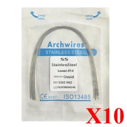 10pack AG Dental Arch Wires Orthodontic Super Elastic NITI Round Rectangle Archwire Lower/Upper 012/014/016/018/020/16x16/16x22